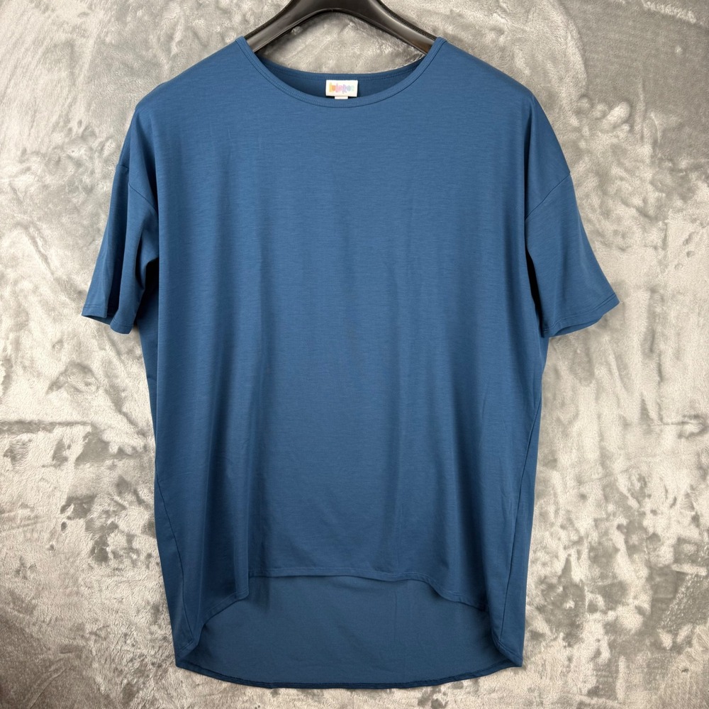LuLaRoe Perfect T Blue Short Sleeve High Low Hem Oversized T-Shirt Womens Medium